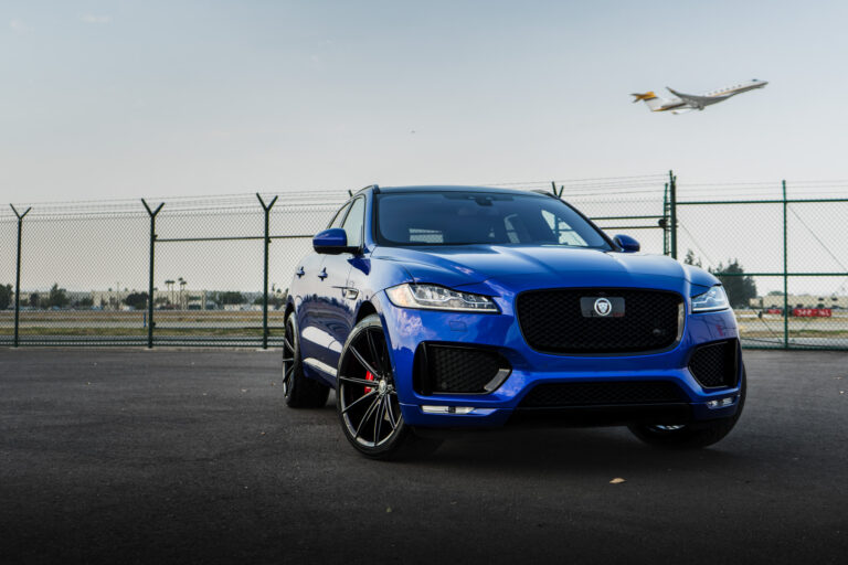 A 2018 Jaguar F on 22 Inch Blaque Diamond BD-11 Gloss Black Wheels