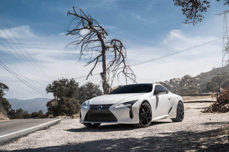 A 2018 Lexus LC500 Aftermarket Wheels on 20 Inch Blaque Diamond BD-F25 Gloss Black Wheels