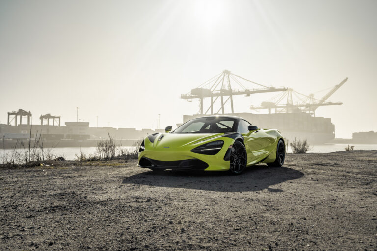 A 2018 McLaren 720s on 20 Inch Blaque Diamond BD-F25 Gloss Black Wheels