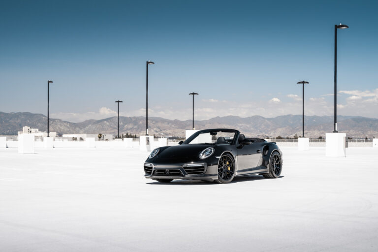 A 2018 Porsche 911 Turbo S on Blaque Diamond BD-F18 Gloss Black Wheels