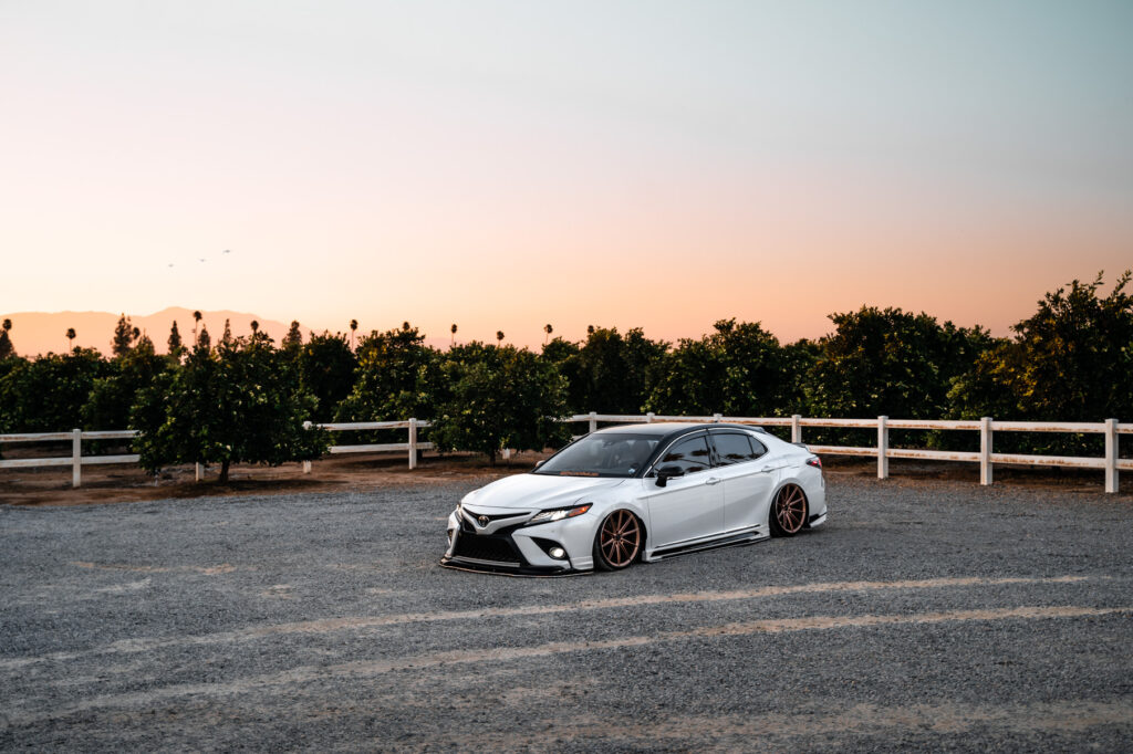 A 2018 Toyota Camry XSE on Blaque Diamond BD-11 Rose Gold Wheels
