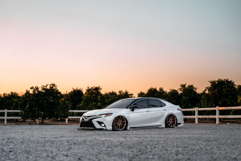 A 2018 Toyota Camry XSE on Blaque Diamond BD-11 Rose Gold Wheels