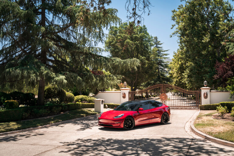 A 2019 Tesla Model 3 on Blaque Diamond BD-F25 Gloss Black Wheels