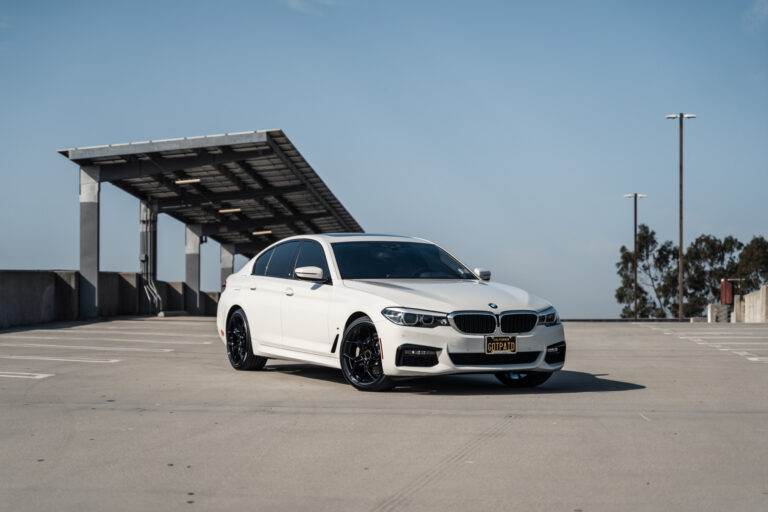 A 2020 BMW 530E on Blaque Diamond BD-F25 Gloss Black Wheels