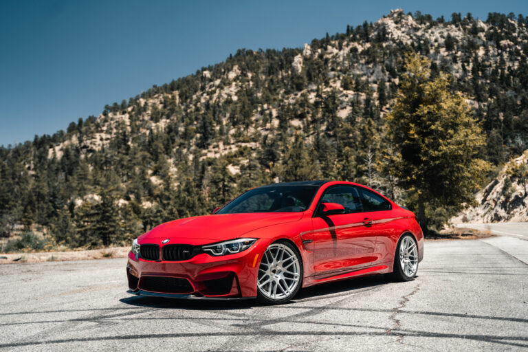 A 2020 BMW M4 CS on Blaque Diamond BD-F12 Brushed Silver Wheels