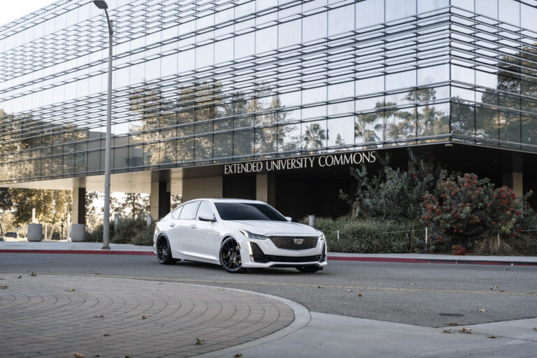 A 2020 Cadillac CT5 on Blaque Diamond BD-F18 Gloss Black Wheels