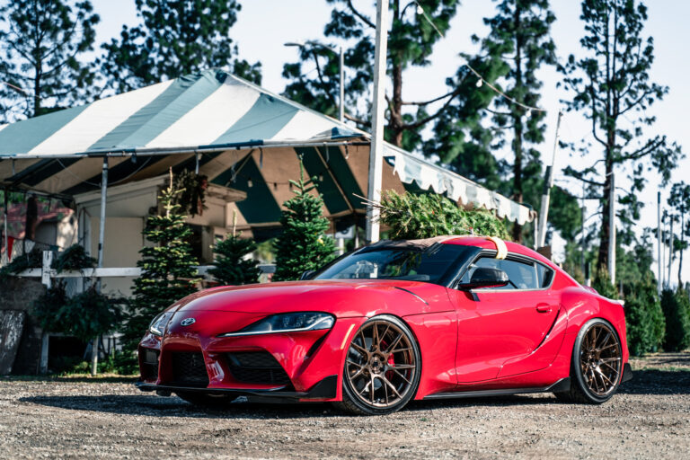 A 2020 Toyota Supra on 20 Inch Blaque Diamond BD-F18 Polished Liquid Bronze Wheels