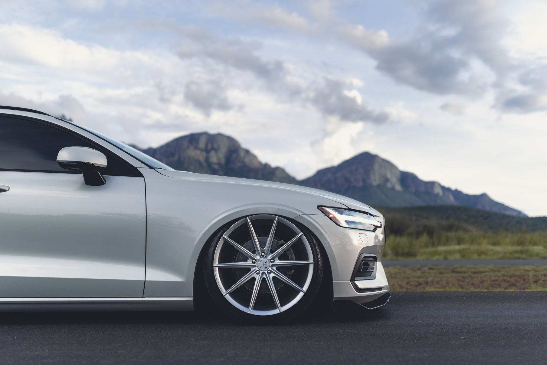 A 2020 Volvo V60 on Blaque Diamond BD-11 Gloss Silver Wheels