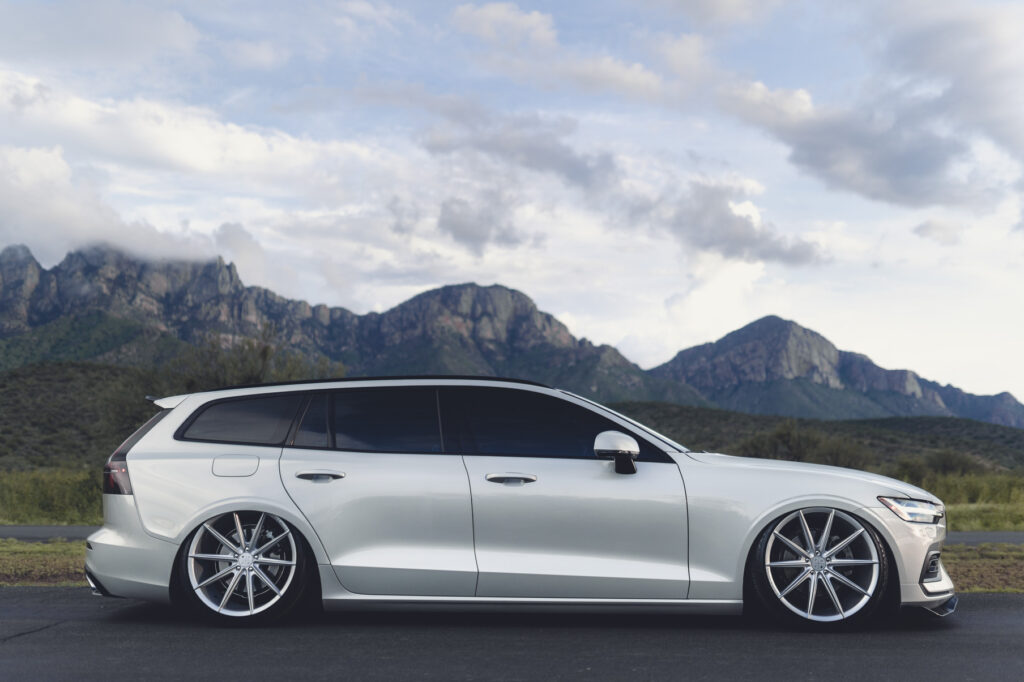 A 2020 Volvo V60 on Blaque Diamond BD-11 Gloss Silver Wheels