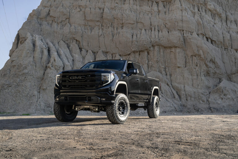 A 2022 GMC 1500 on 18 Inch Blaque Diamond BD-O801 Textured Black Wheels