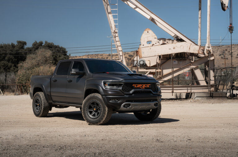 A 2022 Ram 1500 TRX on Blaque Diamond BD-O102 Textured Black Wheels