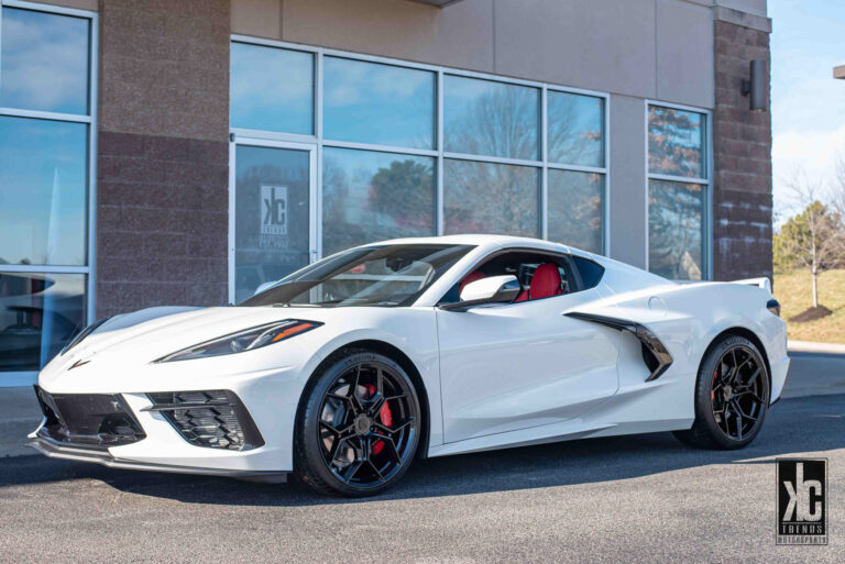 A 2020 Chevrolet Corvette C8 on Blaque Diamond BD-F25 Gloss Black Wheels