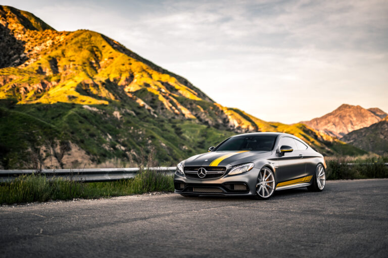 A 2017 Mercedes-Benz C63 S on Blaque Diamond BD-11 Frozen Silver Wheels