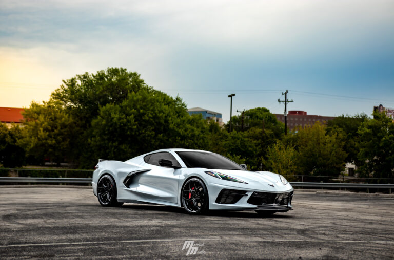 A 2020 Chevrolet Corvette C8 on Blaque Diamond BD-F25 Gloss Black Wheels