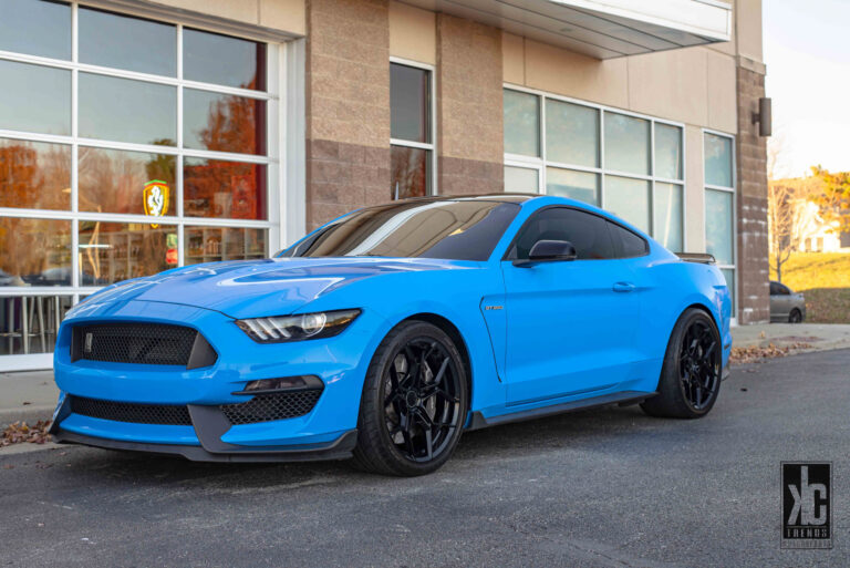 A 2017 Ford Mustang GT350 on Blaque Diamond BD-F25 Gloss Black Wheels