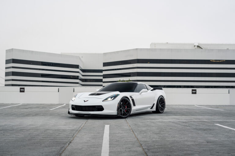 A 2018 Chevrolet Corvette Z06 on Blaque Diamond BD-F18 Gloss Black Wheels