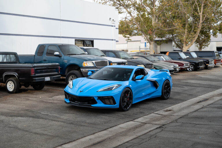 A 2020 Chevrolet Corvette C8 on Blaque Diamond BD-F25 Gloss Black Wheels