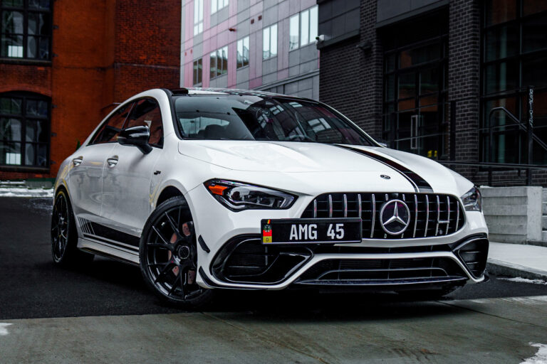 A 2022 Mercedes-Benz CLA45 AMG Coupe on Blaque Diamond BD-F18 Gloss Black Wheels