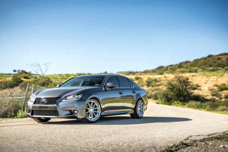 A 2013 GS350 on Blaque Diamond BD-23 Silver with Chrome Lip Staggered Wheels