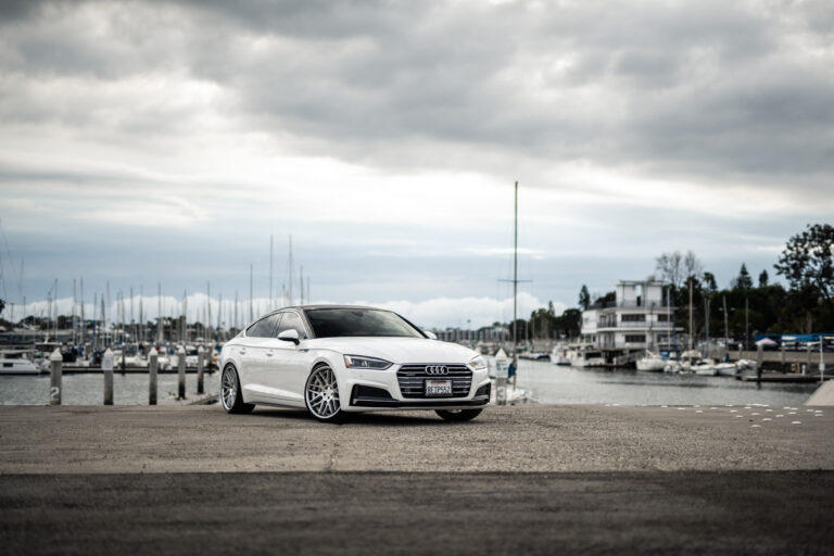 A 2019 Audi S5 on Blaque Diamond BD-27 Brushed Silver Wheels