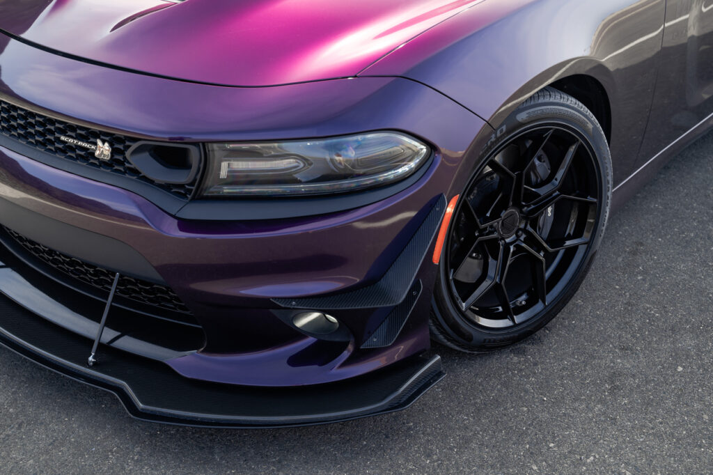 A 2019 Dodge Charger Scat Pack on Blaque Diamond BD-F25 Gloss Black Wheels