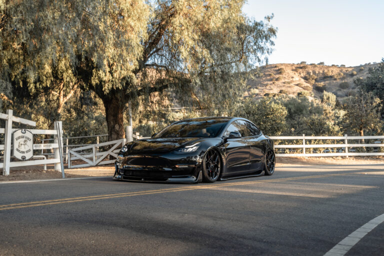 A 2019 Tesla Model 3 Performance on Blaque Diamond BD-F25 Gloss Black Wheels