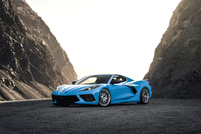 2020 Rapid Blue Corvette C8 on Blaque Diamond BD-F12: C8 Aftermarket Wheels