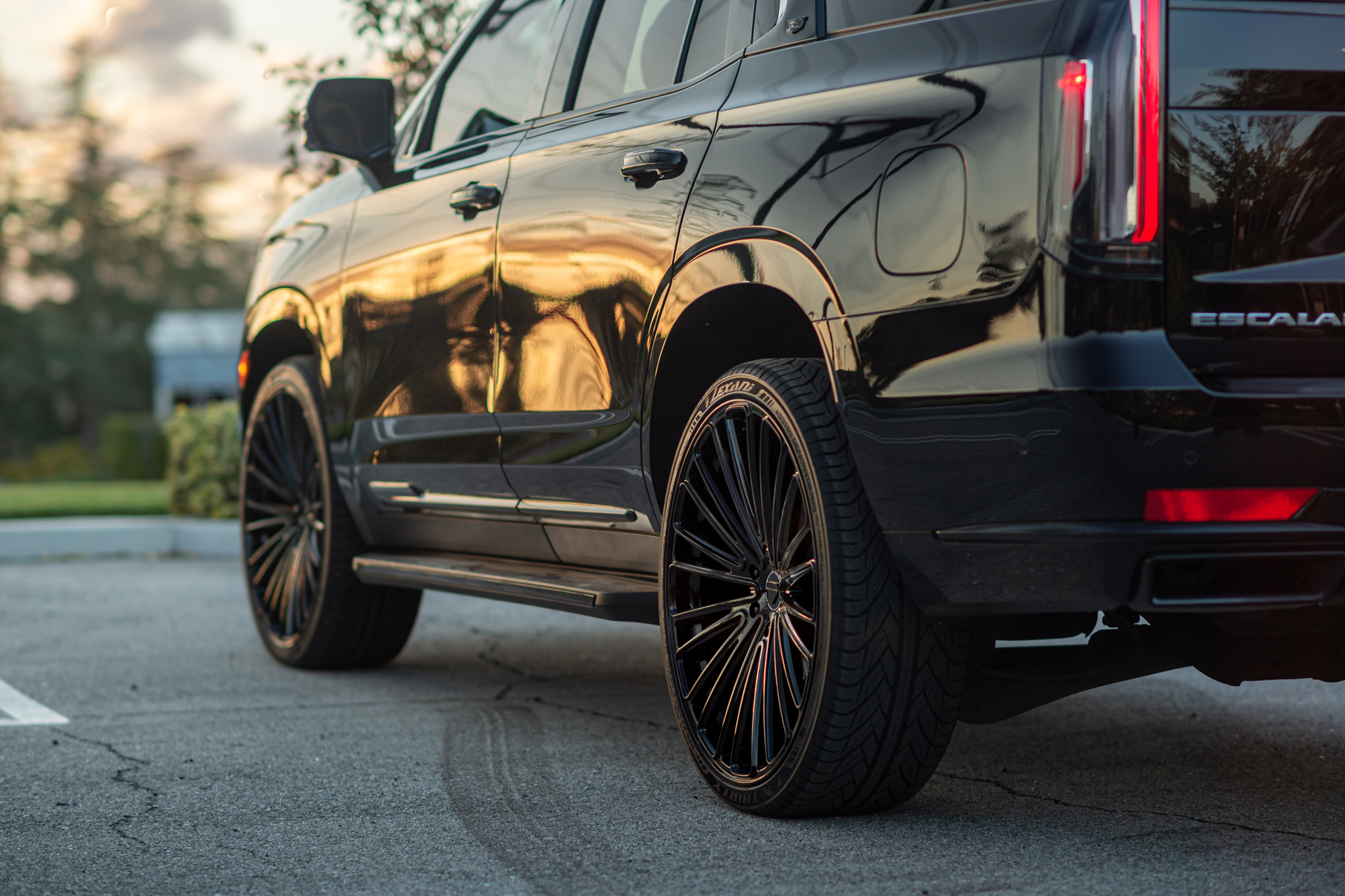 A Black 2021 Cadillac Escalade 600 on 22 Inch Blaque Diamond BD-715 Gloss Black Wheels