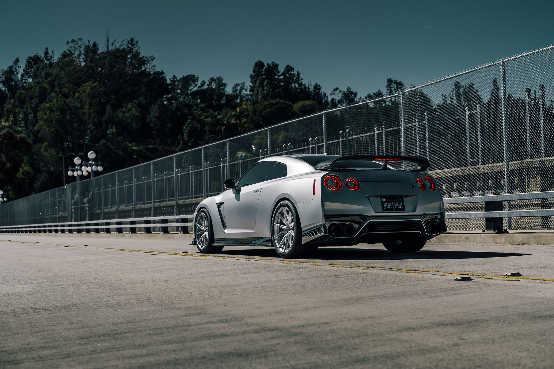 A 2022 Nissan GTR on Blaque Diamond BD-F29 Brushed Silver Wheels