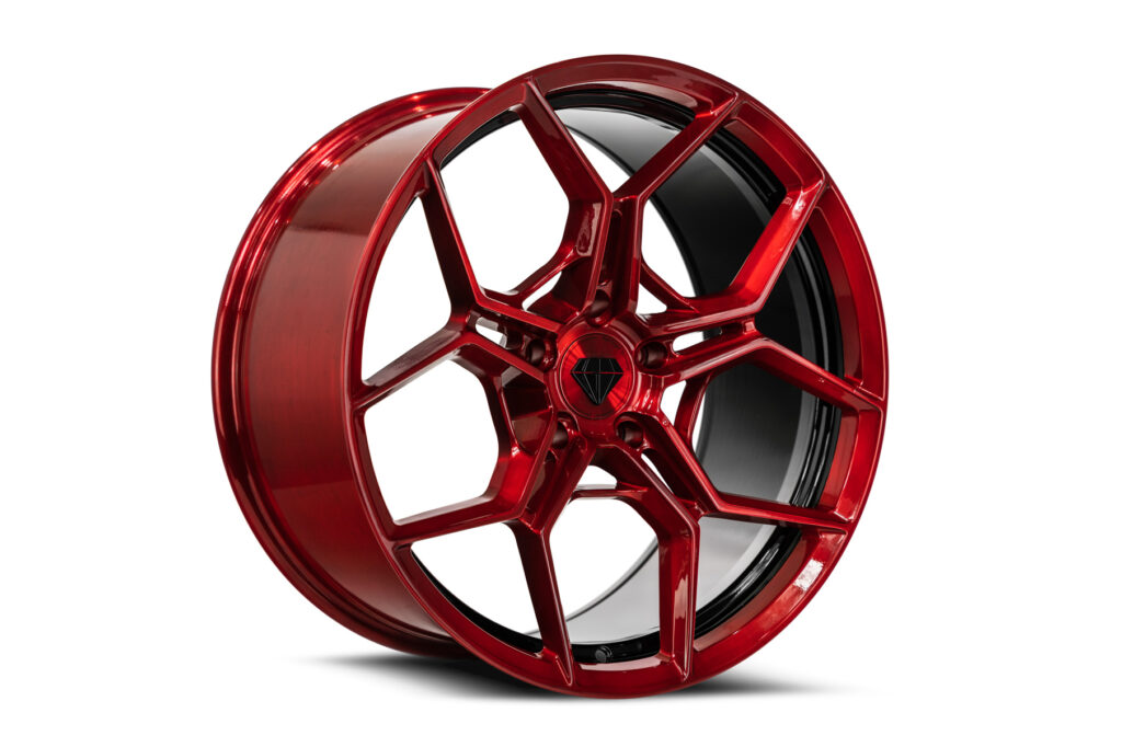 Blaque Diamond BD-F25 Custom Finish Candy Apple Red with Gloss Black Barrel Flow Forged Series Wheel Product Photo
