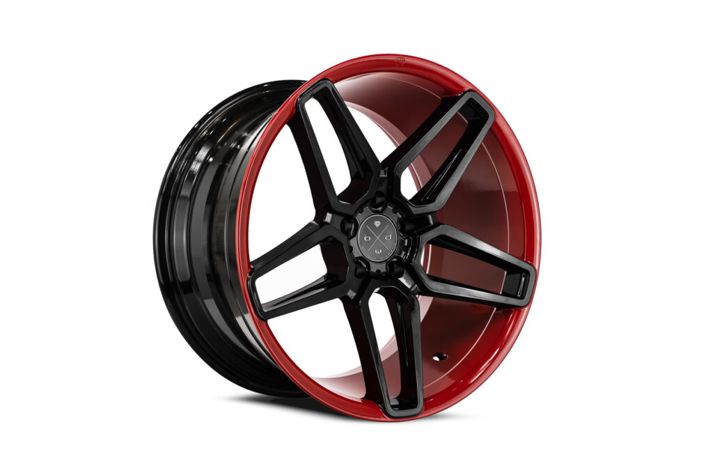 Blaque Diamond BD-17-5 Gloss Red Barrel with Gloss Black Face Classic Series Wheel Product Photo
