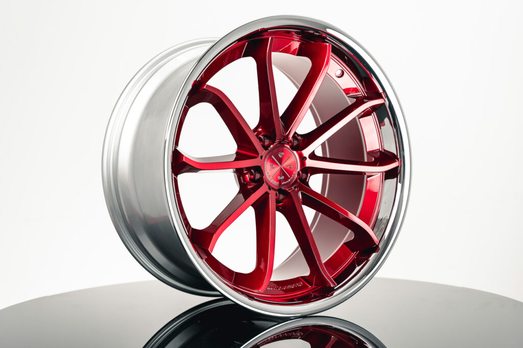 Blaque Diamond BD-11 Candy Apple Red with Chrome SS lip Classic Series Custom Finish Wheel Product Photo