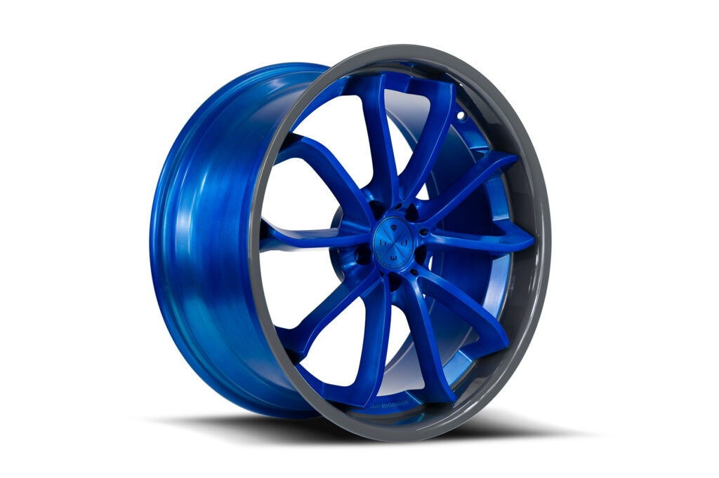 Blaque Diamond BD-11 Brushed Blue with Nardo Grey Lip Classic Series Custom Finish Wheel Product Photo
