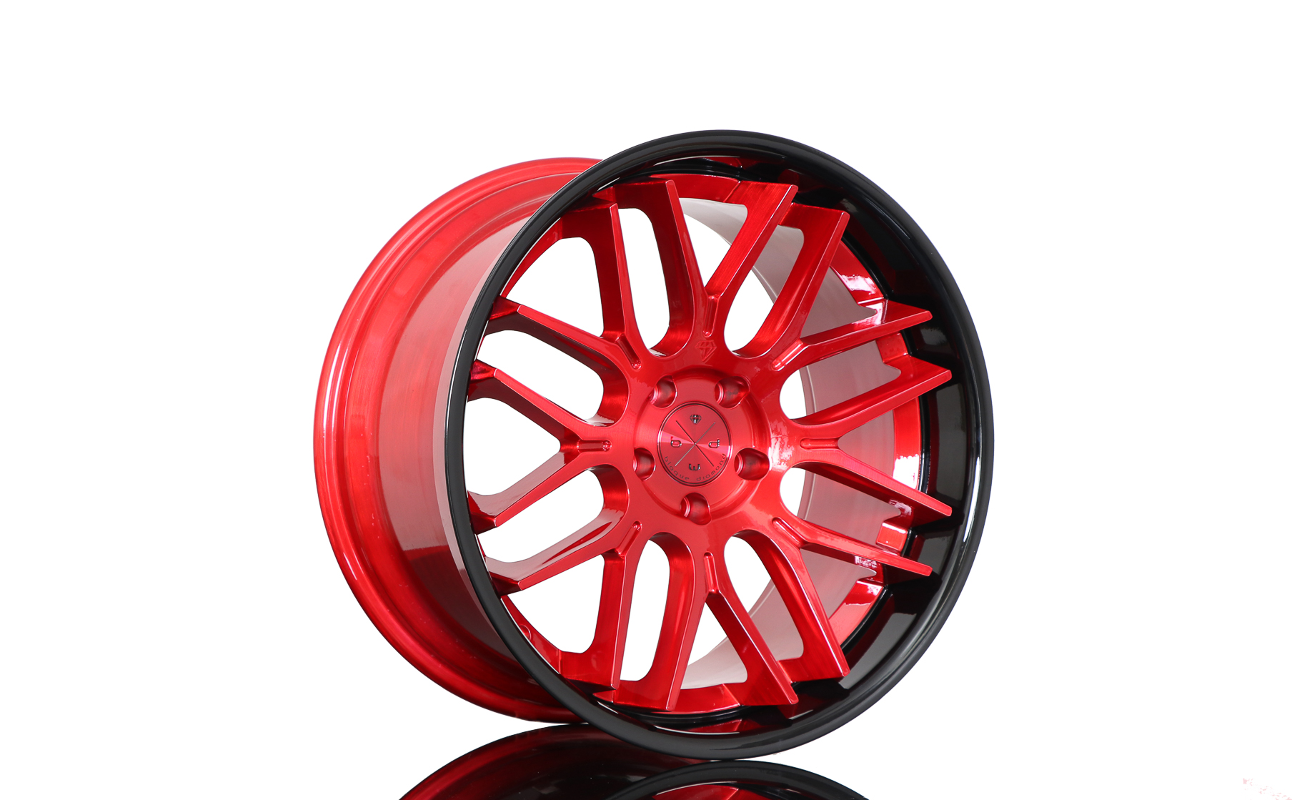 Blaque Diamond BD27 Brushed Candy Red with Gloss Black Lip Classic Series Wheel Product Photo