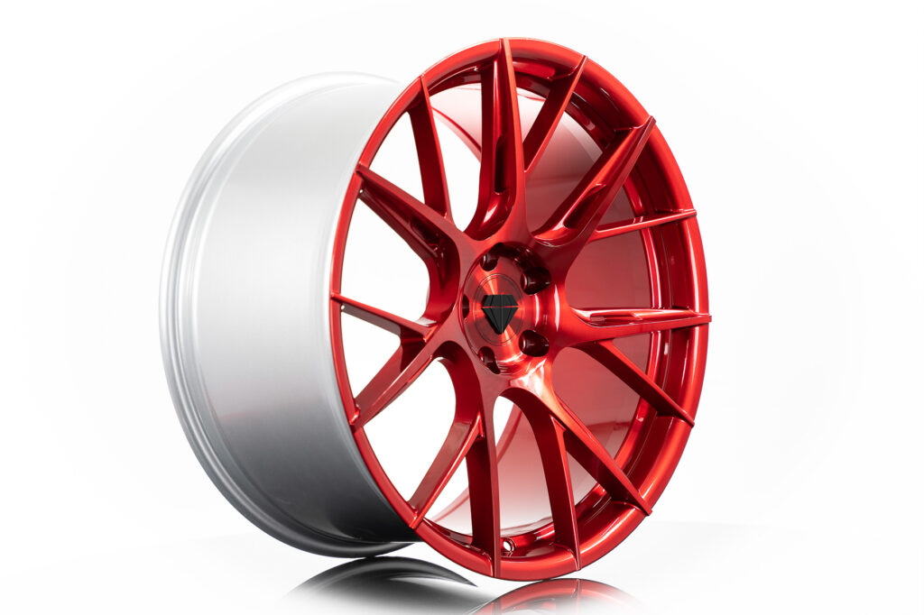 Blaque Diamond BD-F18 Custom Finish Brushed Candy Apple Red Flow Forged Series Wheel Product Photo
