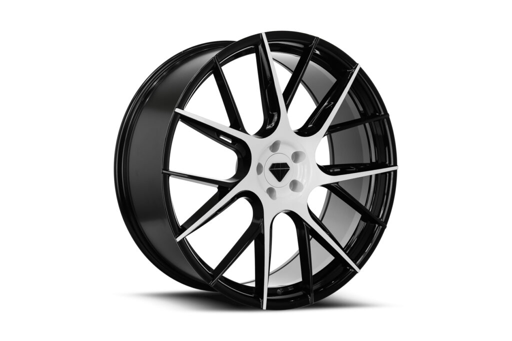 Blaque Diamond BD-F18 Custom Finish White Face with Gloss Black Barrel Flow Forged Series Wheel Product Photo
