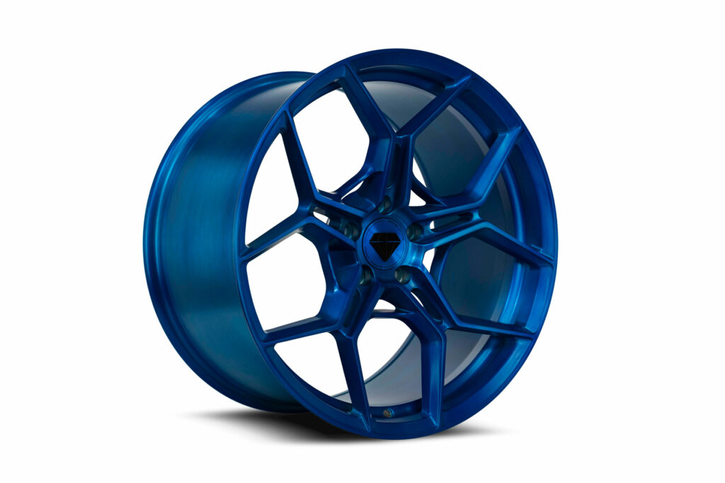 Blaque Diamond BD-F25 Custom Finish Brushed Matte Blue Flow Forged Series Wheel Product Photo