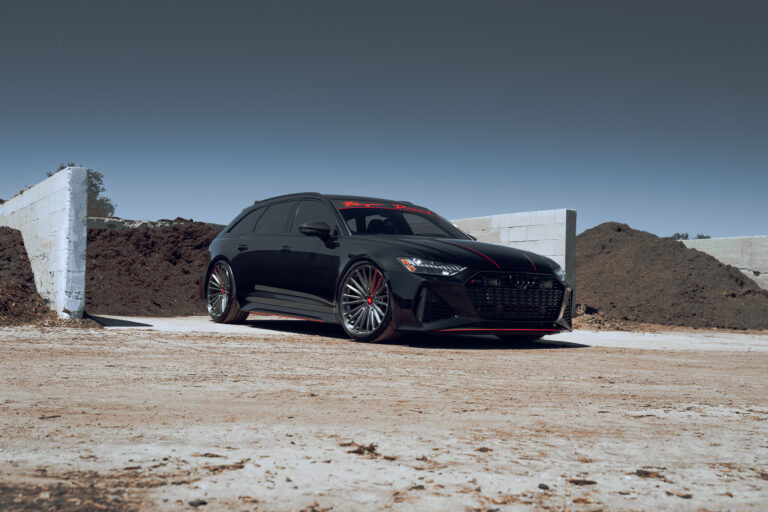 A Black 2022 Audi RS6 on Blaque Diamond BD-715 Custom Brushed Graphite Wheels