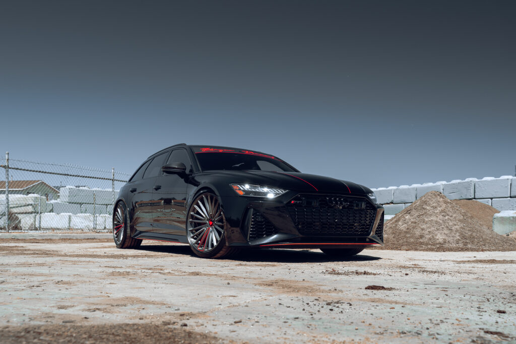 A Black 2022 Audi RS6 on Blaque Diamond BD-715 Custom Brushed Graphite Wheels