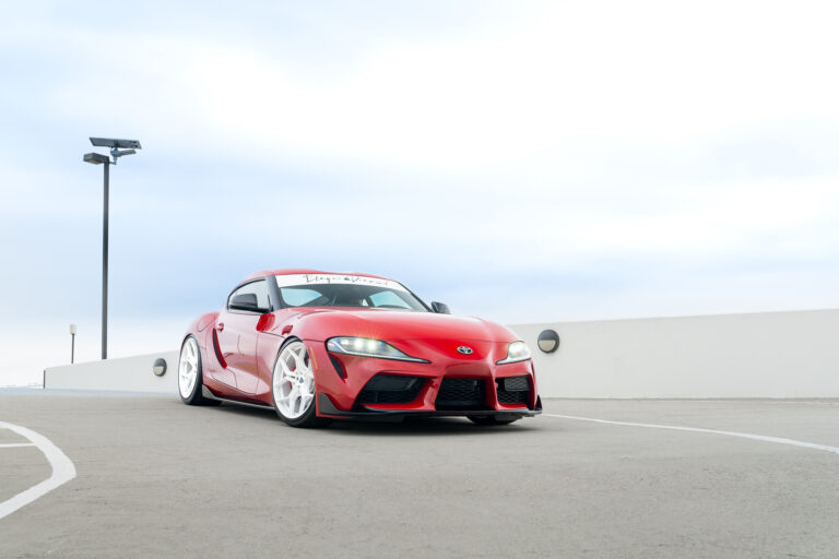 A 2020 Toyota Supra on BD-F25 Custom Finish Gloss White Wheels