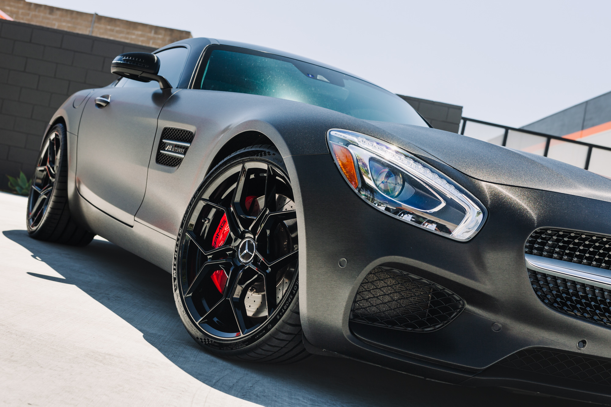 2016 Mercedes-Benz AMG GT S in Brushed Black on Blaque Diamond BD-F25 Wheels in Gloss Black