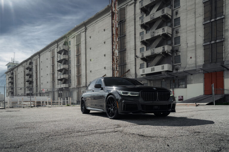 2020 BMW 750i X-Drive on Blaque Diamond F18 Gloss Black wheels.