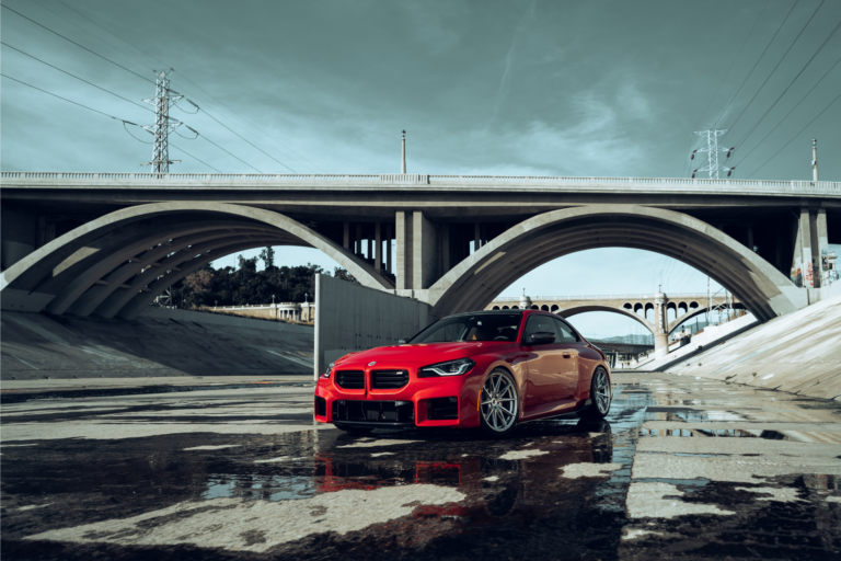 2023 BMW M2 on Blaque Diamond BD-F29 wheels in a Brushed Silver finish.