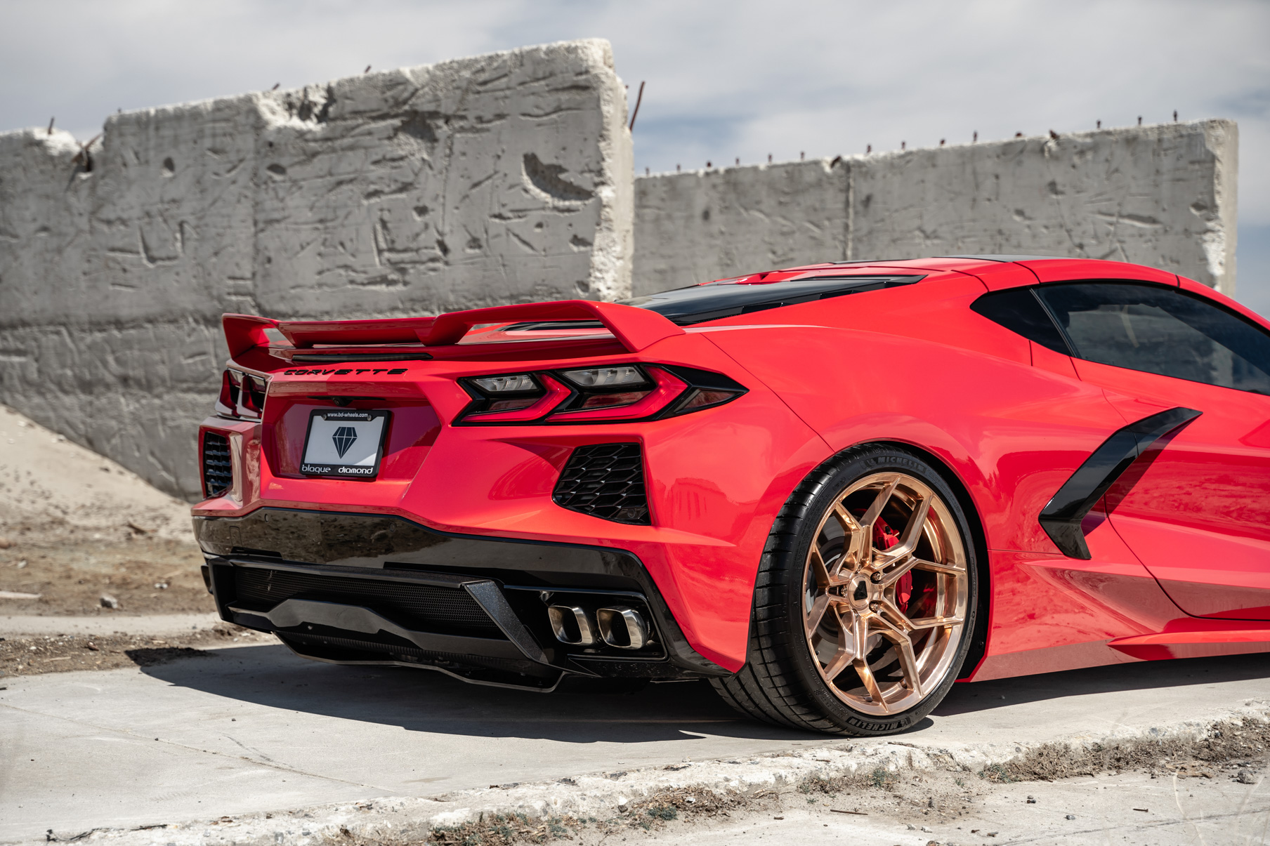 2020 Chevrolet Corvette C8 on Blaque Diamond F25 wheels in a Polished Rose Gold finish.
